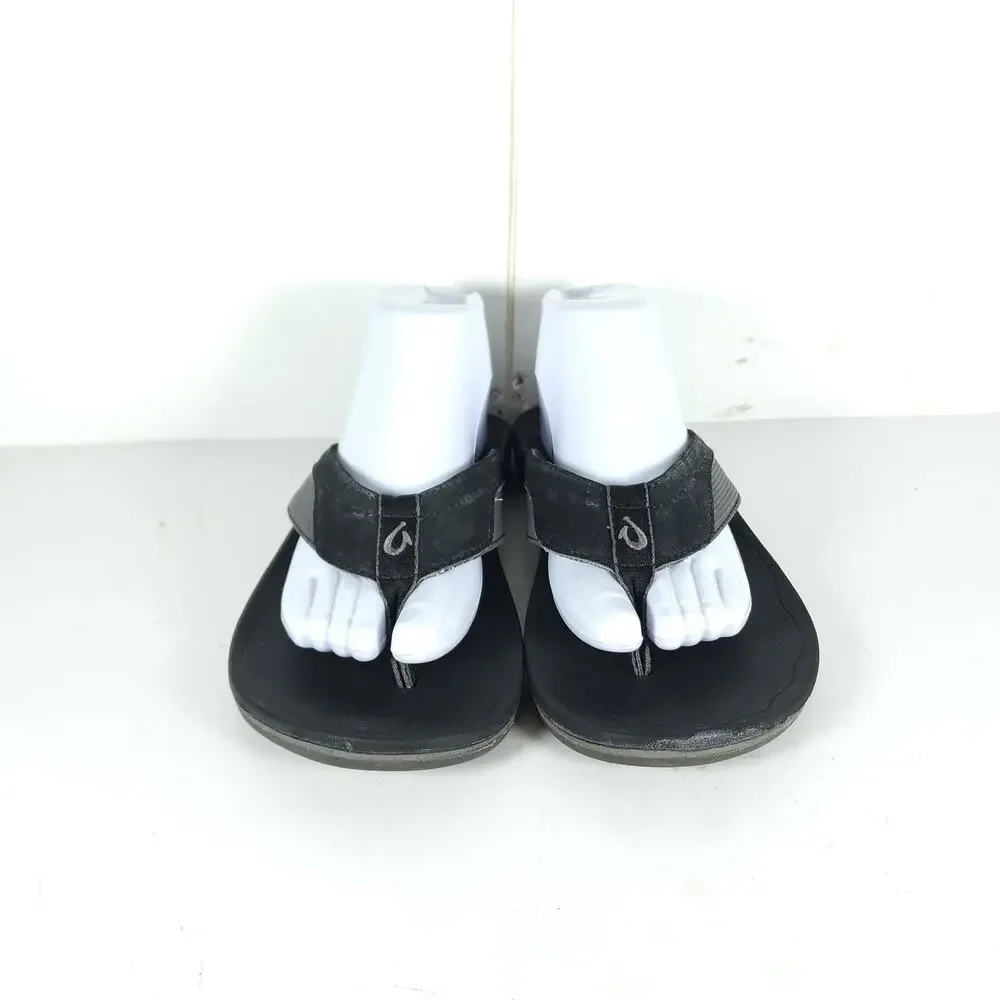 Olukai Men's Ohana US9? Black Gray Slip On Flat Thong Sandals